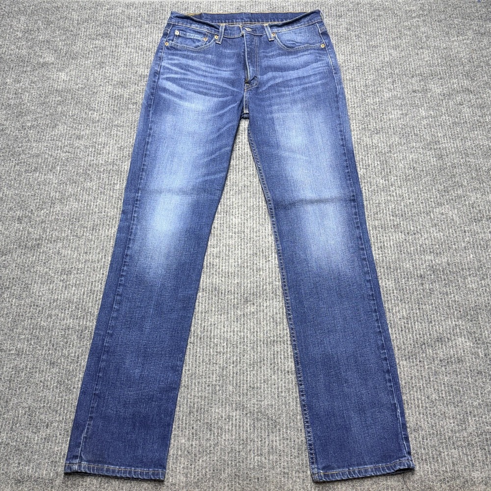 Levis 514 Jeans Mens 33x34 Blue Medium Wash Straight Leg Stretch Denim Casual